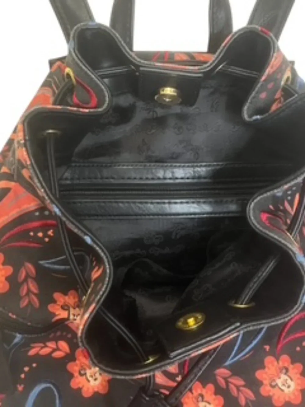 Disney Boutique Minnie Mouse Backpack Canvas Embroidered Orange & Black‎